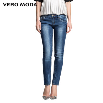 Vero Moda经典磨白兜口铆钉修身牛仔裤|315132010 162深牛仔蓝 165/68A/M/R