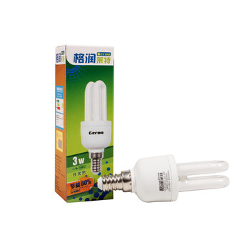 格润莱特2U3W节能灯泡E14（小口）白光 家庭装修主卧室客厅厨房用灯