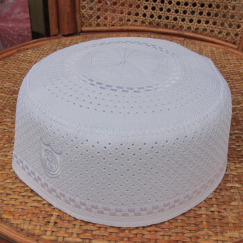 透气打孔穆斯林用品纯白色礼拜帽精品清真寺男士回族帽子 白色  57 58