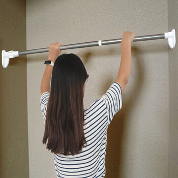 不锈钢免打孔伸缩浴帘杆简易淋浴杆卫生间窗帘杆晾衣杆衣柜撑杆门帘