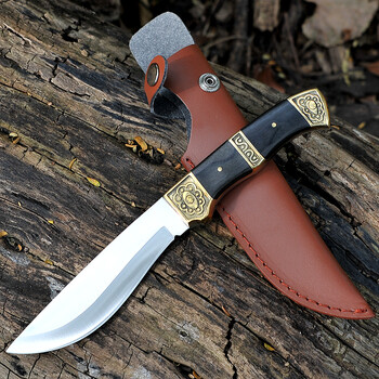 刀具高硬度刀身军迷用多功能求生防身刀绑腿直刀战术刀 小凤仙弯刀k8