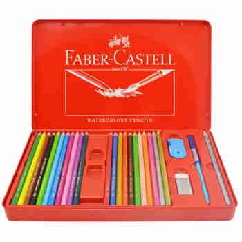 辉柏嘉（Faber-castell） 单支与彩色套装可选 水溶 彩色铅笔 涂色笔（秘密花园填色笔） 48色红铁盒装加4样工具套装