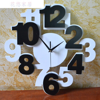 现代装饰数字简约田园卧室时钟创意静音挂钟客厅个性时尚钟表04 白底