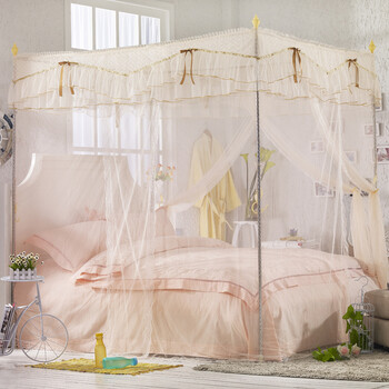 佰鼎（bedding）不锈钢方顶宫廷蚊帐 时光之旅 杏色 25mm加粗156*200cm