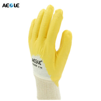 羿科AEGLE劳保手套手掌浸胶丁腈耐油耐水耐磨 帆布透气玻璃搬运五金机械加油站装卸