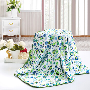盘丝家纺儿童毛毯婴儿毯 双层加厚保暖超柔 盖毯抱毯 可爱卡通清新棉