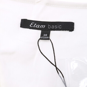 艾格 ETAM 灯笼袖不规则V领雪纺衫15201400086 本白色 165/38/M
