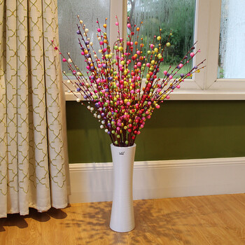 Wo 落地仿真花大银柳干支梅枝腊梅苞客厅电视柜书房玄关假花插花装饰花卉小号收腰陶瓷花瓶 支银柳颜色混搭 图片价格品牌报价 京东