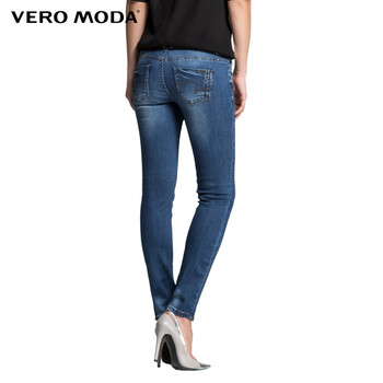 Vero Moda经典磨白兜口铆钉修身牛仔裤|315132010 162深牛仔蓝 165/68A/M/R