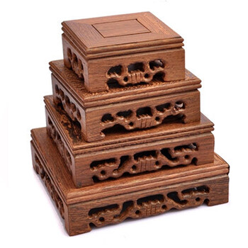 meves 木雕摆件 鸡翅木底座 长正方形工艺品摆件紫砂壶木雕木托 鸡翅