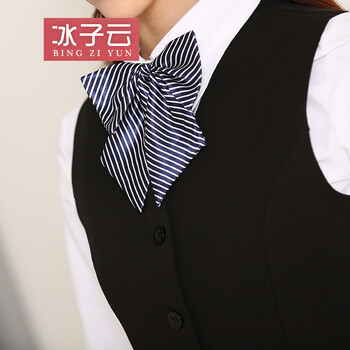 冰子云春夏新款马甲银行酒店前台西餐厅茶楼美容院制服套装工作服228 黑色马甲 M