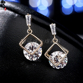 语涵925银个性几何镂空耳环女 时尚耳坠耳饰 礼物 金色