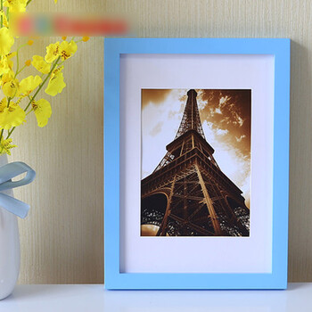 家用简约纯色现代卧室客厅装饰实木相框挂墙海报画框装裱 蓝色 28寸