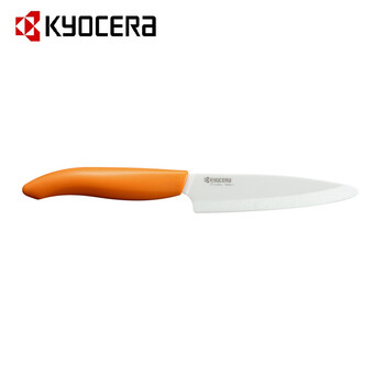 京瓷KYOCERA 陶瓷刀套装 4.5寸彩色菜刀搭配砧板削皮器刨片器FK-110刀具四件套 橙色