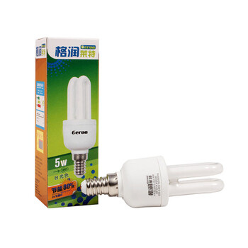 格润莱特 2U 5W节能灯泡 E14小螺口灯头暖色黄光 超亮护眼照明光源