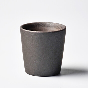 凡器 粗陶功夫茶杯陶瓷品茗杯主人杯个人杯 直口杯-古黑色_ 5折现价16