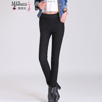 魅蜜妃2014秋冬新款修身显瘦打底裤百搭外穿加绒裤女-M188 黑色 4XL