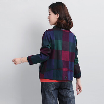 DKchenpin2016春秋款短外套女款棉麻开衫夹克韩版女装外套 酒红 3XL