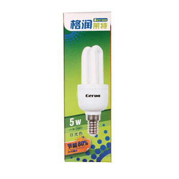 格润莱特 2U 5W节能灯泡 E14小螺口灯头暖色黄光 超亮护眼照明光源