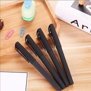 韩式炫彩喷胶子弹头中性笔 办公学习书写笔 黑色