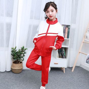 2018小学生运动校服幼儿园园服套装班级学院风 红色 150cm