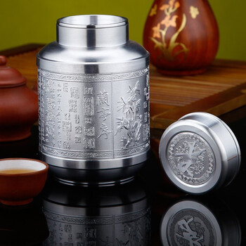 
                                                                                Totgn 泰乐精品工艺99.9%纯锡原料纯锡锡罐 大中小号礼品茶叶罐 密封茶罐子商务茶叶盒老纯锡罐 精品中号纯锡茶叶罐兰亭序图                