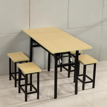 快餐桌子长方形小吃店桌椅板凳快餐桌椅组合面馆4人位饭店餐桌椅定制