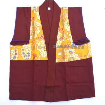 藏传佛教喇嘛僧服袖上衣东嘎坎肩真铁麻法衣西藏红服装 酒红色 s