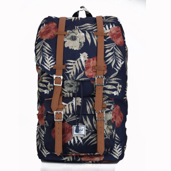 Herschel 男女同款蓝色印花涤纶户外登山包双肩背包 10014 01342