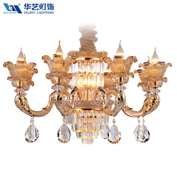 华艺灯饰 艺术水晶欧式客厅卧室灯具餐厅锌合金灯饰灯具 CHZN300036 6头 15-20平 不带光源