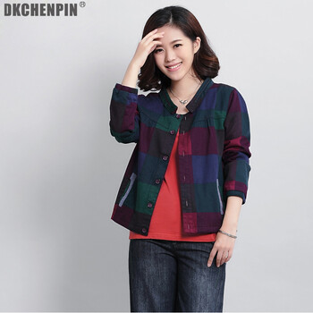 DKchenpin2016春秋款短外套女款棉麻开衫夹克韩版女装外套 酒红 3XL