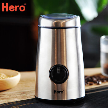 
                                        Hero 磨豆机 电动咖啡研磨机 多功能家用电动不锈钢咖啡豆研磨器                