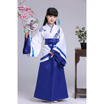 蓝色 女白上衣蓝裙子 110cm