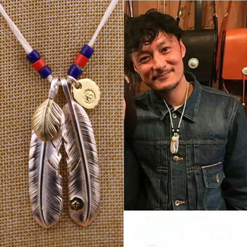 凡丘珠宝 高桥吾郎goros余文乐同款羽毛项链吊坠925银goros手工复刻