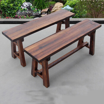 巫记 炭化木时尚创意实木凳子长方凳餐厅长条凳子家用长方形木板凳 长