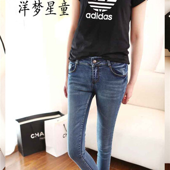 
                                        洋梦星童牛仔裤女装小脚九分裤子带钻女新品女装弹力 带钻款7011款 26码等于一尺九                