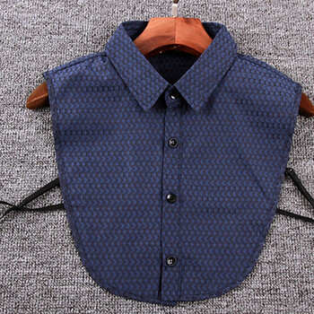 春秋冬季藏青格型装饰衬衣领百搭男士假领 藏青色 xxl