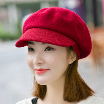 帅御涵 帽子女秋冬季可爱贝雷帽女韩版 红色 可调节