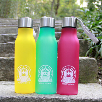 创意磨砂塑料水杯 运动便携带盖随手杯子 儿童学生水瓶茶杯随行杯 600ML青色