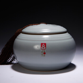 山玄堂陶瓷汝窑开片汝瓷茶叶罐醒茶器储茶器储物罐功夫茶具茶道 和