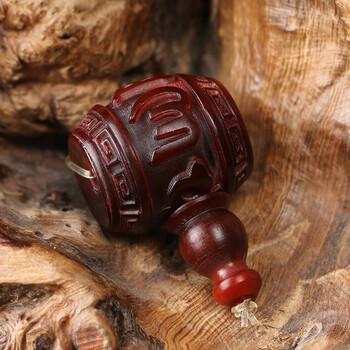 佑善阁 红牛角佛头雕刻三通盘龙六字真言莲花藏式佛头大金刚星月饰品