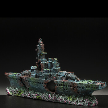 仿真军舰中号ws 002m 水族鱼缸造景装饰船海盗船造景套餐鱼虾躲避屋树脂沉船摆件ws 002m 行情报价价格评测 京东