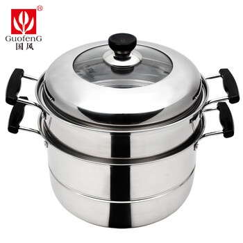 
                                        国风GuofenG 30cm尚厨复蒸锅 304+430不锈钢复底电磁炉通用蒸锅 多用锅汤锅                