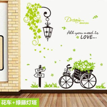 
                                                                                吉朵芸 橱窗玻璃贴纸沙发客厅电视背景墙装饰自粘贴画踢脚线贴饰家装家饰田园墙贴壁画墙纸贴 花车+咖色吊篮 组合款                