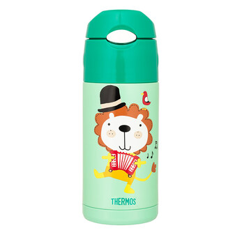 膳魔师THERMOS 儿童水杯保温杯吸管杯学饮杯304不锈钢便携防漏儿童吸管杯 360ml FFI-403 GR
