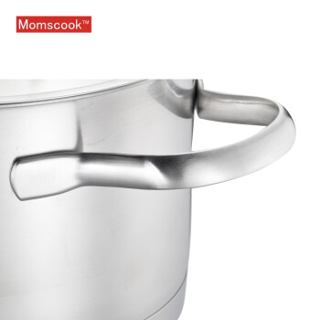 Momscook 德国工艺18/10不锈钢小汤锅小炖锅 无油烟20CM高度12CM 不锈钢色