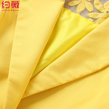 约薇  2015新款春装短款蕾丝西服七分袖女装小西装女外套薄 修身韩版潮  W078 黑色 M