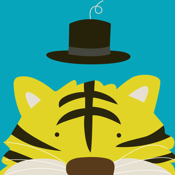 家现代简约卡通装饰画卧室儿童房墙画餐厅客厅壁画玄关无框挂画 老虎