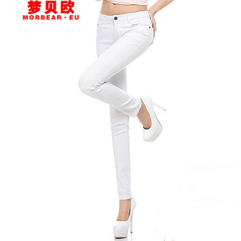 春夏外穿打底裤白色女裤小脚裤糖果色铅笔裤女夏薄款九分裤长裤子 秋装新款休闲裤 天蓝色 28码