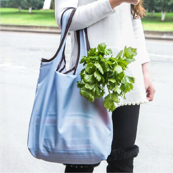 环保买菜包牛津布折叠购物袋加厚手提袋2件套 灰蓝色